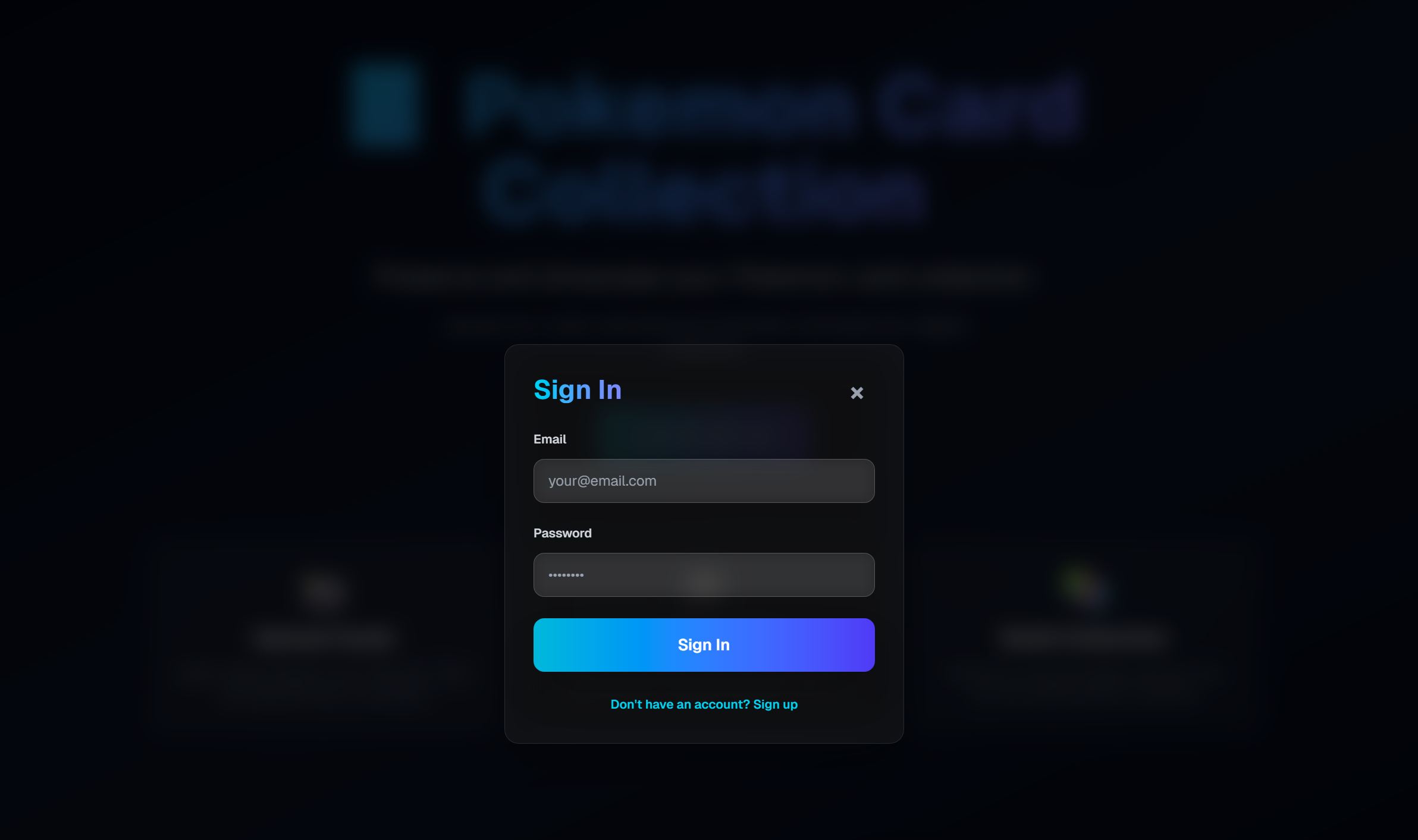 Pokemon Collection App - Sign in