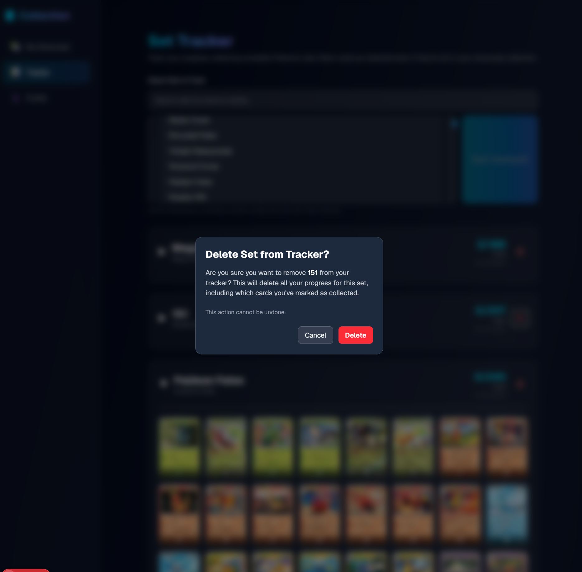 Set Tracker delete set